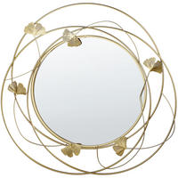 WANDSPIEGEL gold 47 cm Ginkgo-Verzierung Anglet - Goldfarben, Metall (47/45/4cm) - Beliani