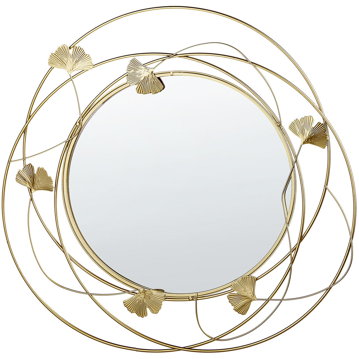 WANDSPIEGEL gold 47 cm Ginkgo-Verzierung Anglet - Goldfarben, Metall (47/45/4cm) - Beliani