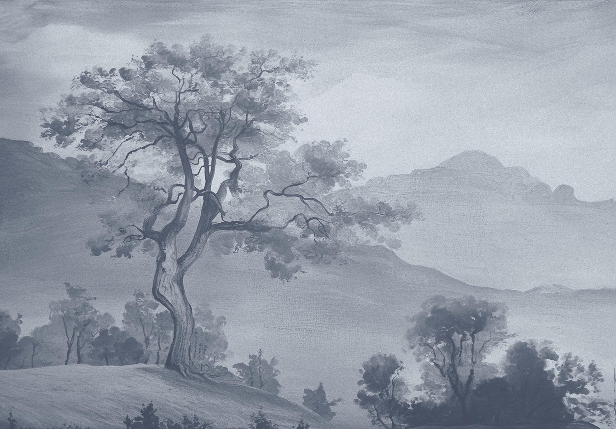 FOTOTAPETE italienische Landschaft 4 x 2.79 m - Blau, Papier (400/279cm) - ESTAhome