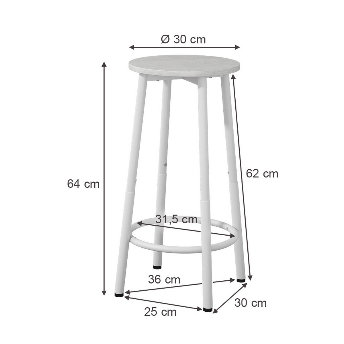BARHOCKER Edmonton Weiß 31.5 x 64 cm 2 Teile - Weiß, Holzwerkstoff (31.5/64/30cm) - Vicco