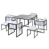 GARTENMÖBEL-SET Modernes 7-tlg. Weiß/Schwarz - Weiß, Metall - ComfortXL