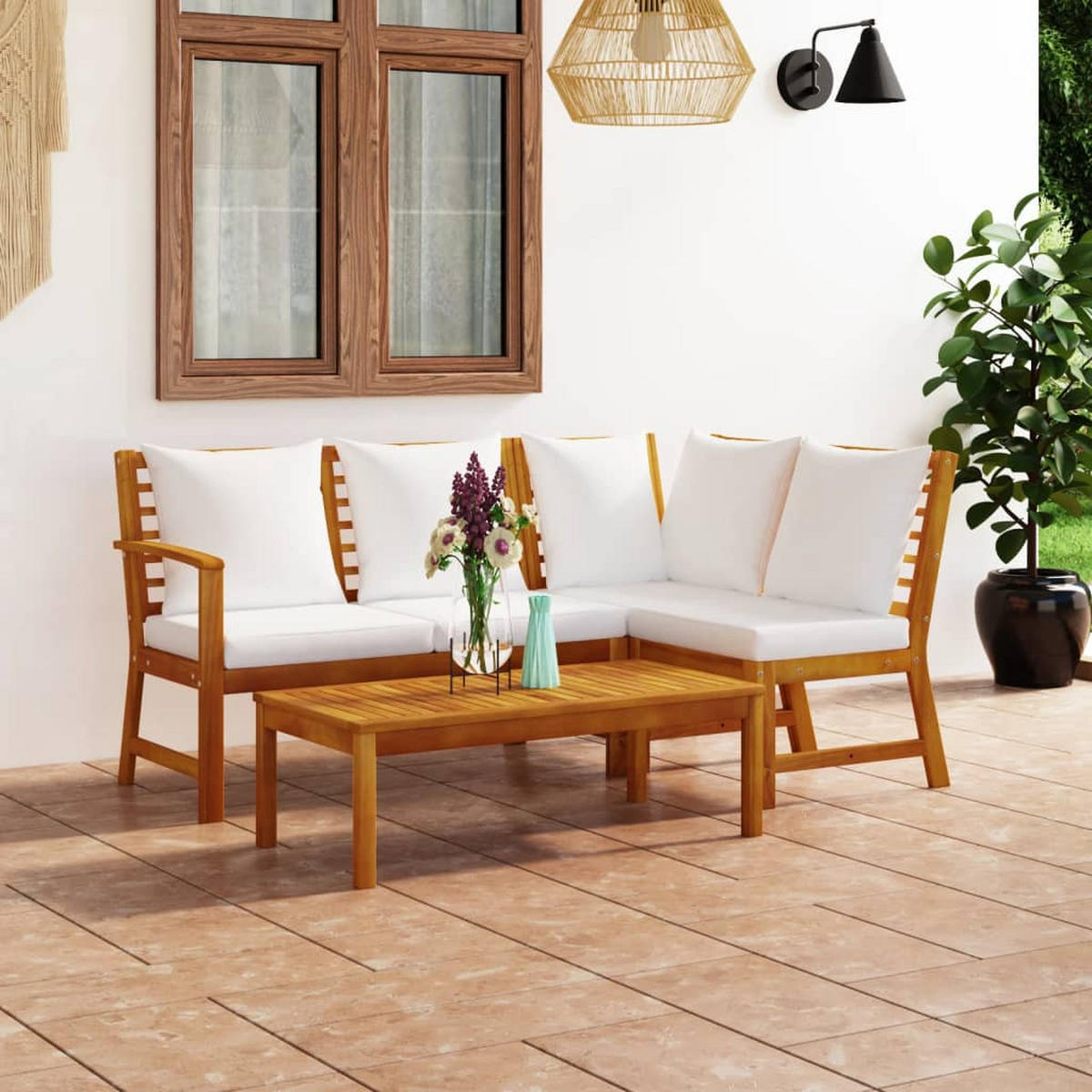 GARTENSET Reichmans 4-teilig - Creme, Holzwerkstoff - Nettlife