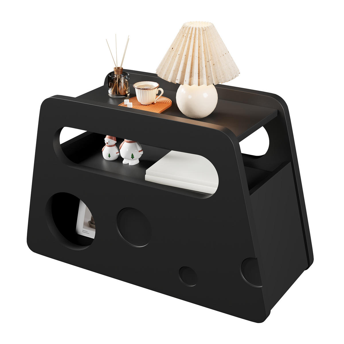 BEISTELLTISCH 81/33/51,5 cm schwarz aus MDF und Spanplatte mit Rollen - Schwarz, Holzwerkstoff (81/33/51.5cm) - OKWISH