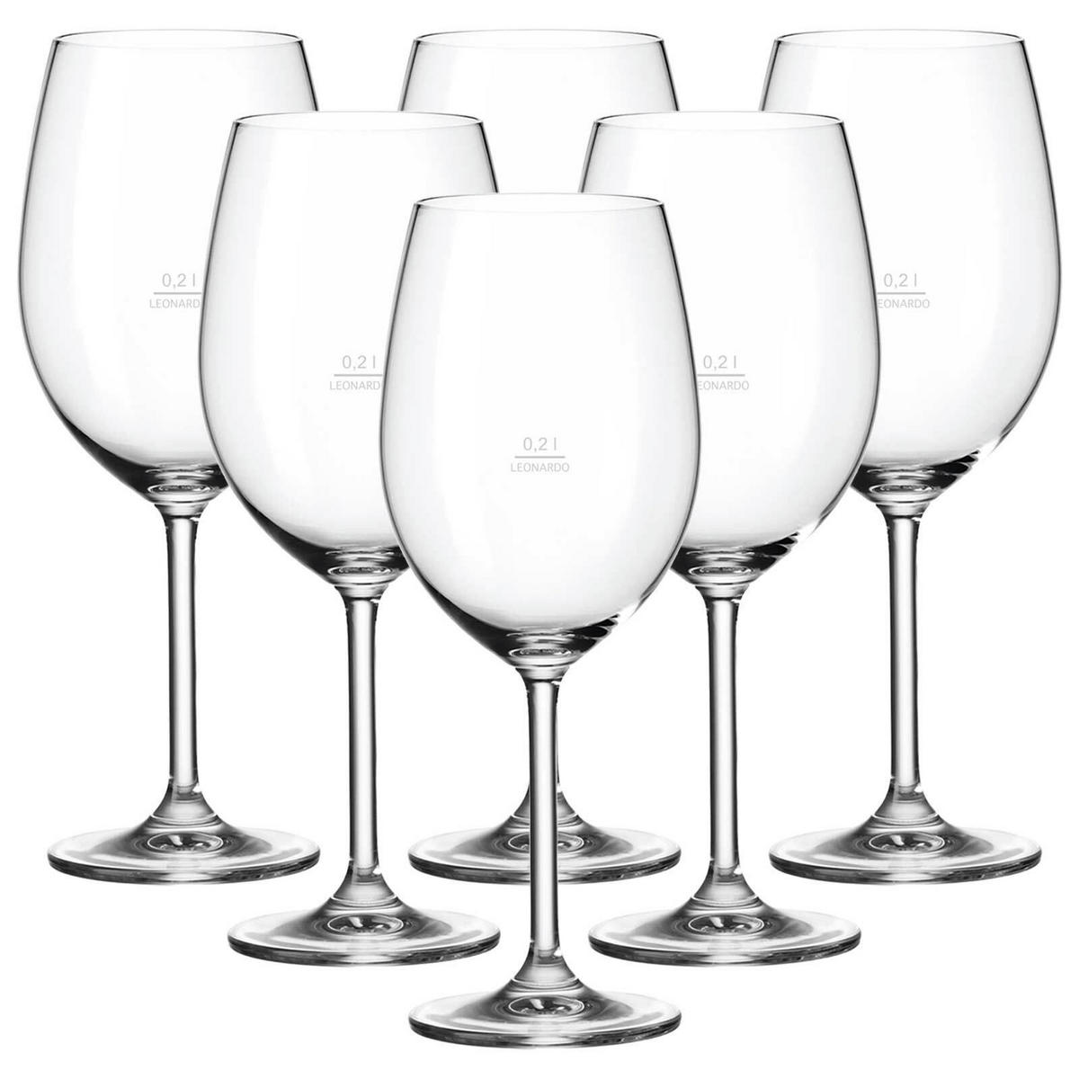ROTWEINGLÄSER GEEICHT Daily Gastro-Edition transparent 0,2 l 6er Set - Transparent, Glas (0.2L) - Leonardo Living