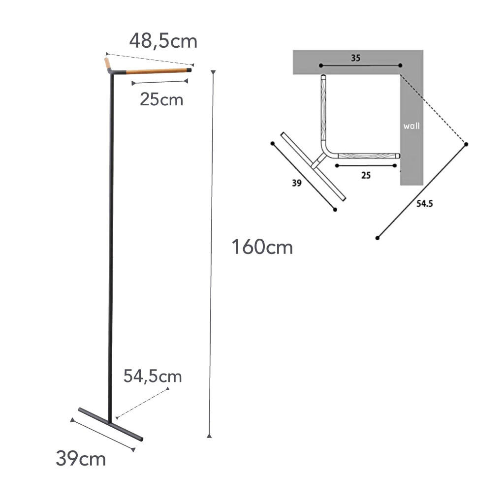 MODERNE Eckgarderobe YAMAZAKI Tower 5551 in Schwarz für Ihr Zuhause - Schwarz, Metall (48.5/160/31.5cm) - Yamazaki