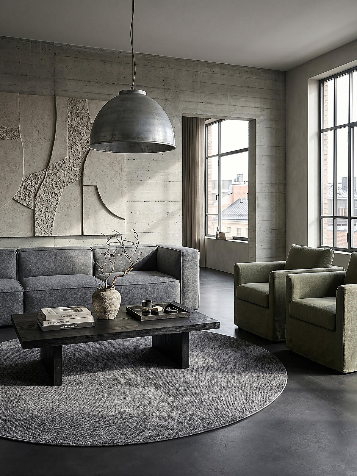 TEPPICH Niederflor Uni COLFOSCO Polypropylen Beige 133 x 133 cm - Anthrazit, Textil (133/133cm) - KADIMA DESIGN