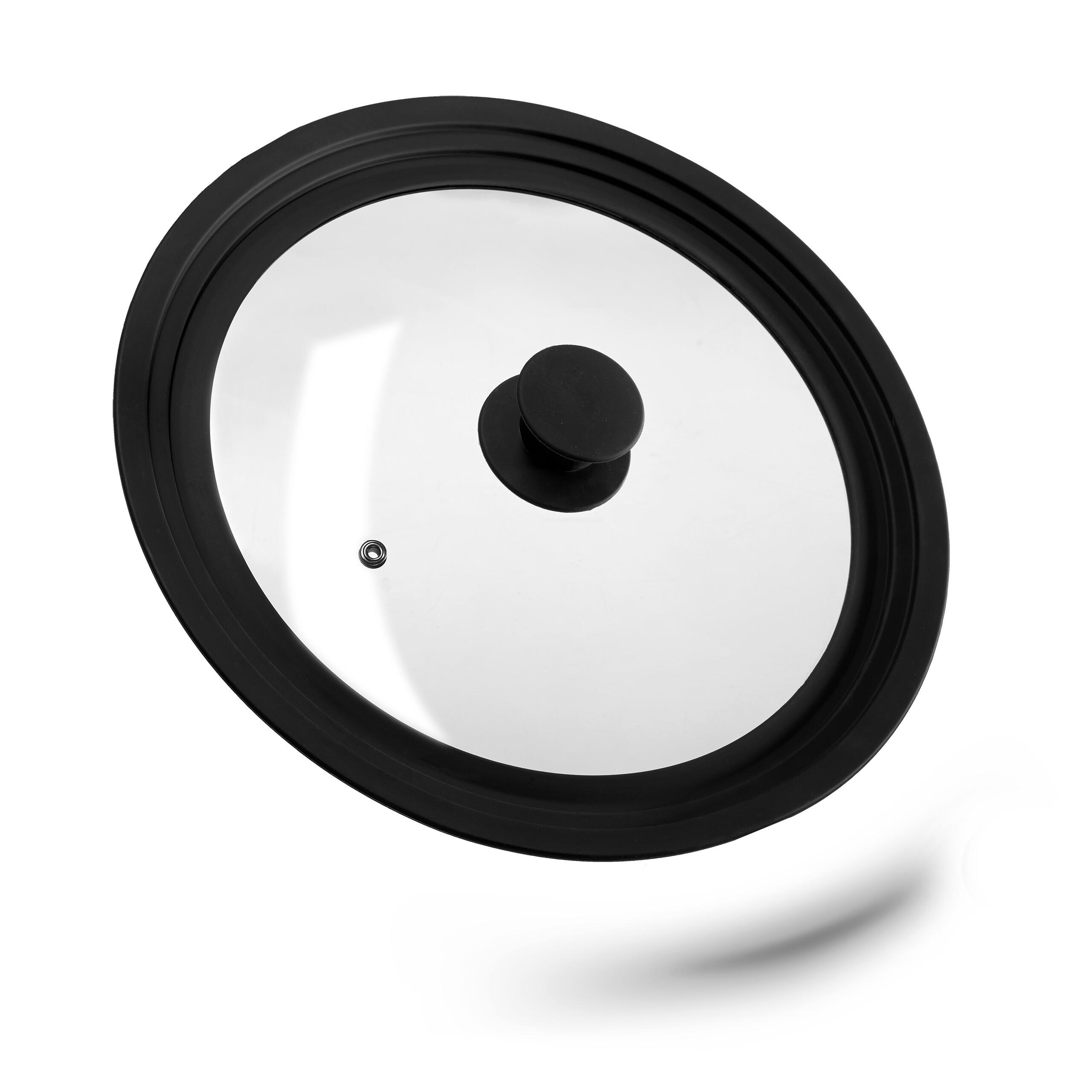 TOPFDECKEL - Schwarz, Glas/Kunststoff (31.5/31.5/5cm) - Relaxdays