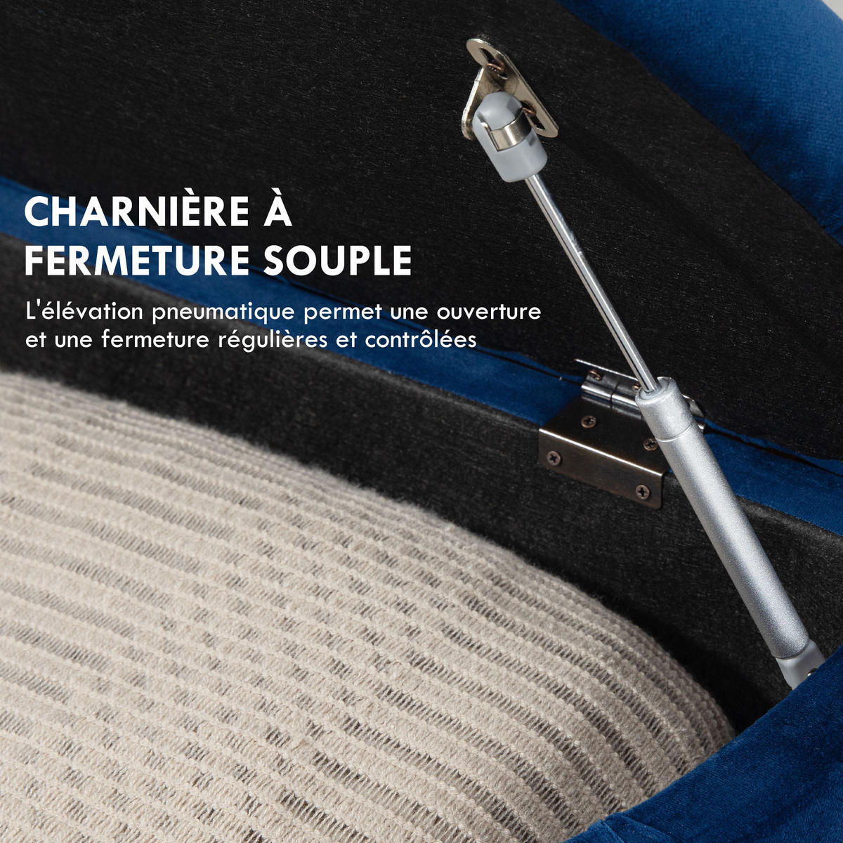 TRUHENBANK DE-16382 halbrund mit Knopfpolster und Hydraulik Blau - Blau, Textil (120/42/46cm) - ComfortXL