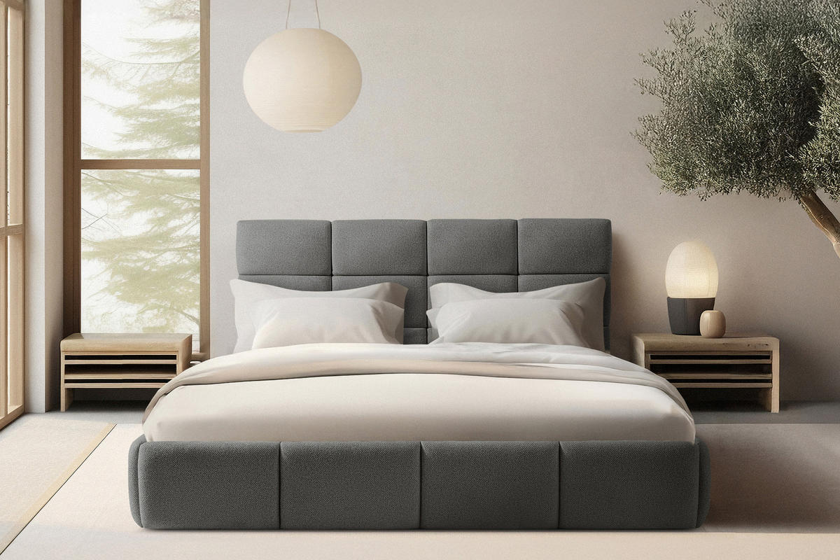 POLSTERBETT ALTOS Bouclé, dunkelgrau - Dunkelgrau, Holz/Holzwerkstoff (180/200cm) - KONSIMO®