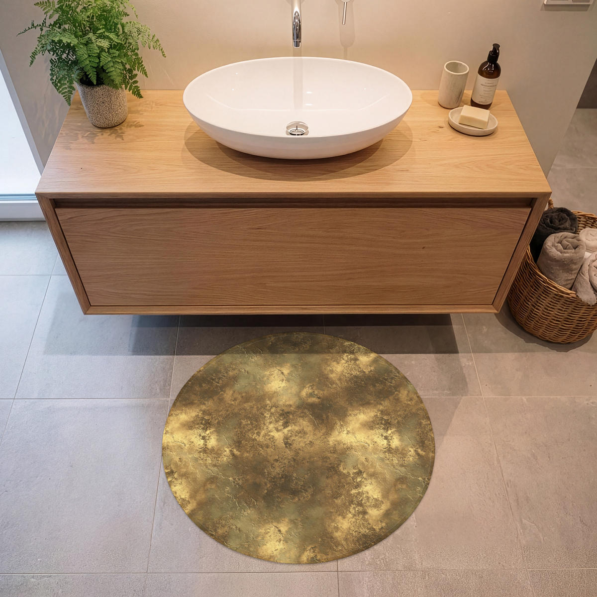 KÚPEĽŇOVÁ PREDLOŽKA Starožitný - metalický vzhľad - zlatý 70x70 cm - zlatá, textil/plast (70/70cm) - OnlyWow