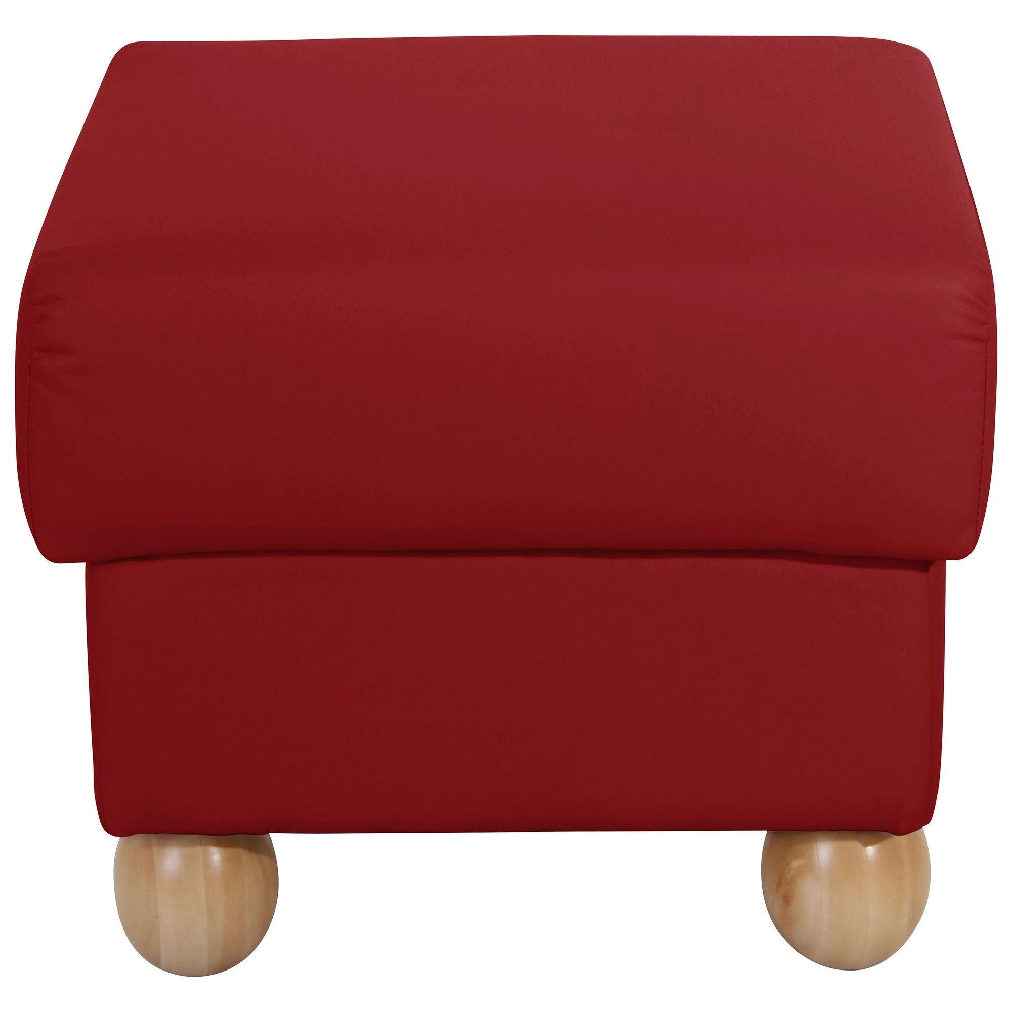 HOCKER Kasha Bezug Kunstleder Buche natur / chilli - Rot/Buchefarben, Kunststoff (54/48/54cm) - 58aufmkessel