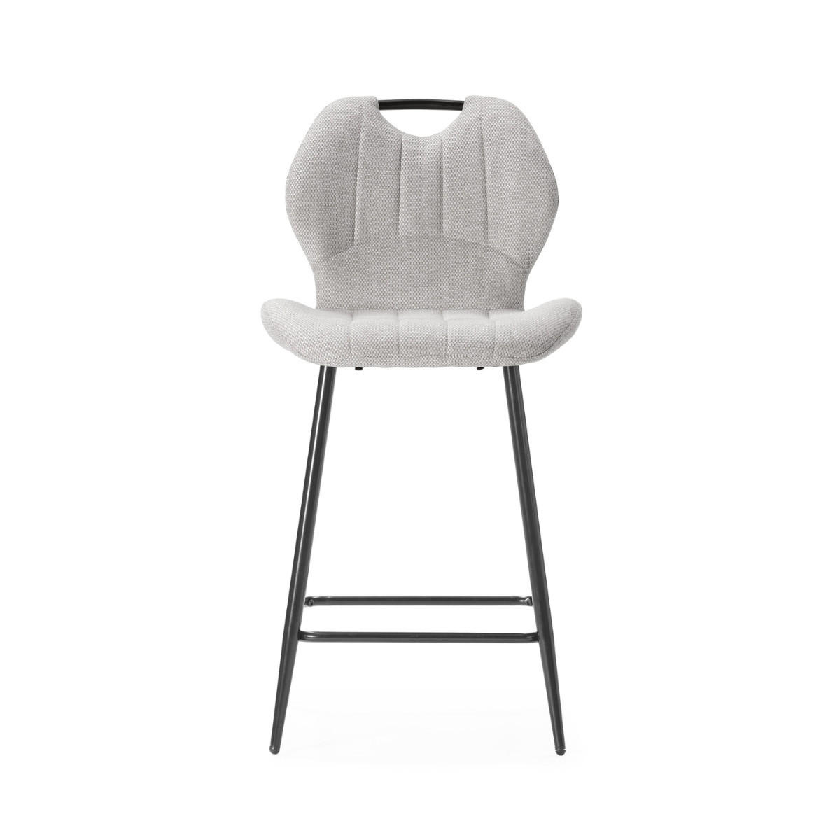 BARHOCKER (Set aus 2) aus Stoff mit schwarzen Metallbeinen - muli 48/51/65 cm - Beige, Textil (51/65/48cm) - Calicosy