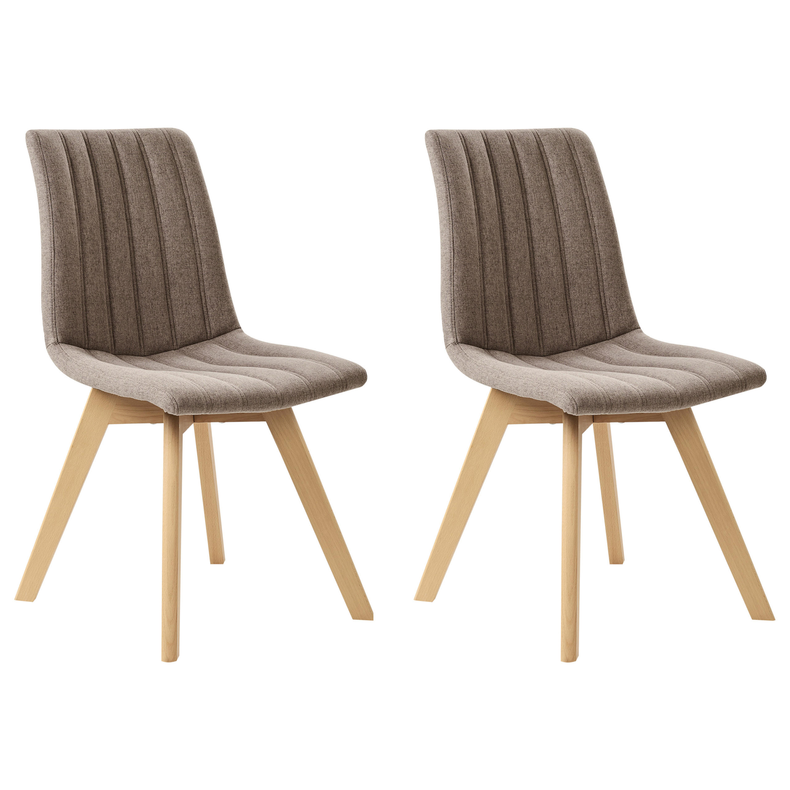 ESSZIMMERSTUHL 2er Set Stoff Braun Calgary - Braun, Textil (48/86/56cm) - Beliani