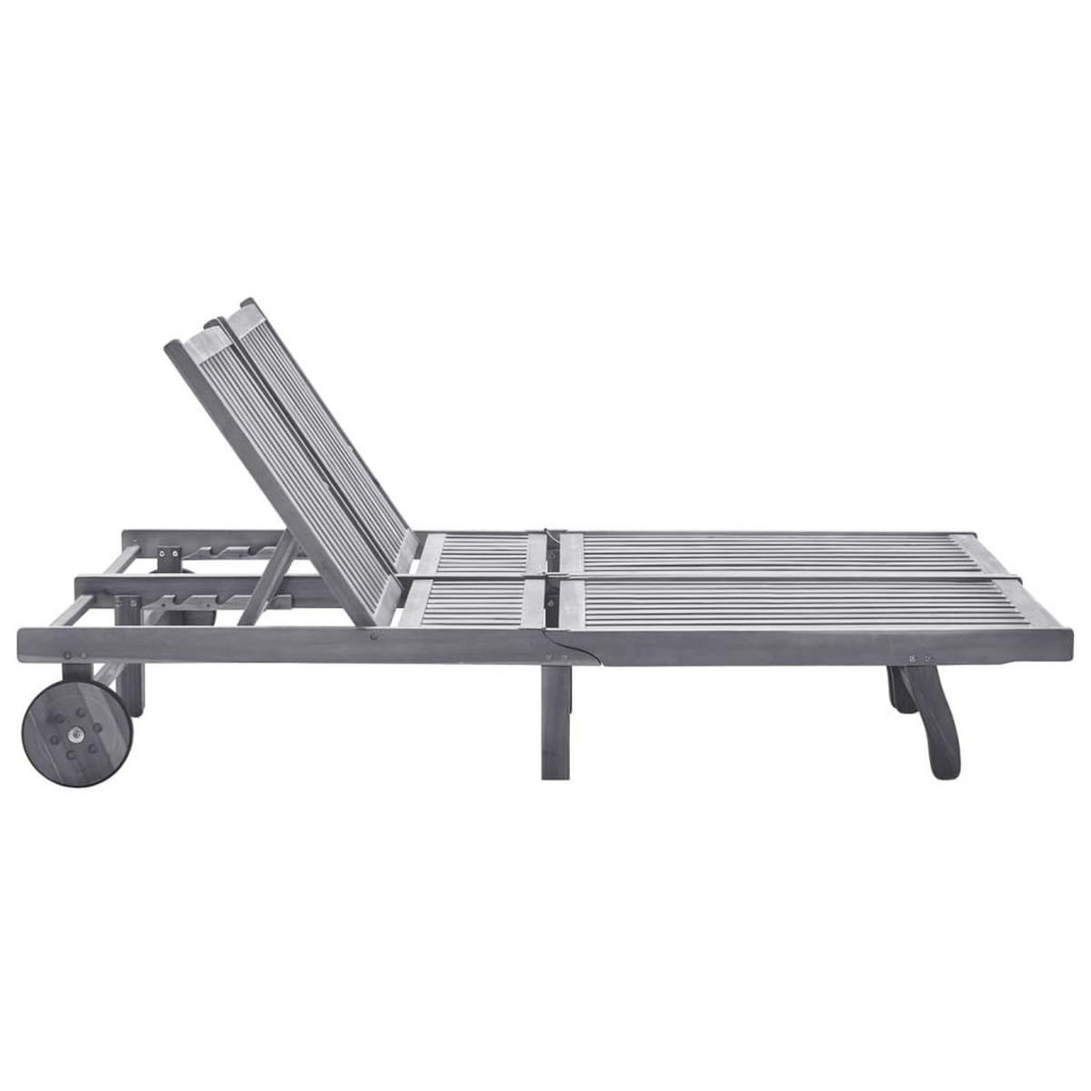 2-PERSONEN-SONNENLIEGE mit Auflage Grau Akazie Massivholz - Grau, Holz (200/85/200cm) - furnicato