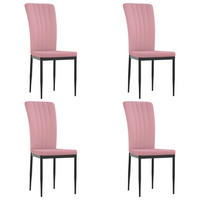 ESSZIMMERSTÜHLE 4 Stk. Rosa Samt 42*58*95.5cm - Pink, Metall (42/95.5/58cm) - ZMH