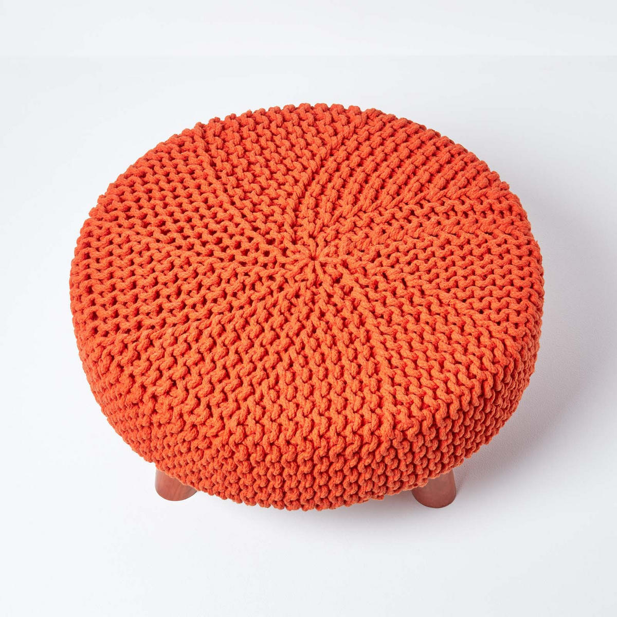 STRICK-HOCKER orange, rund 62/62/30 cm - Orange, Textil (62/30/62cm) - Homescapes