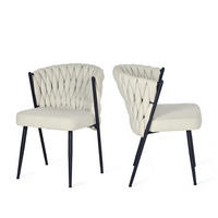 ESSZIMMERSTUHL mit Stoffbezug und geflochtener Rückenlehne Beige - Beige, Textil (44.5/77/46cm) - Meubles Cosy