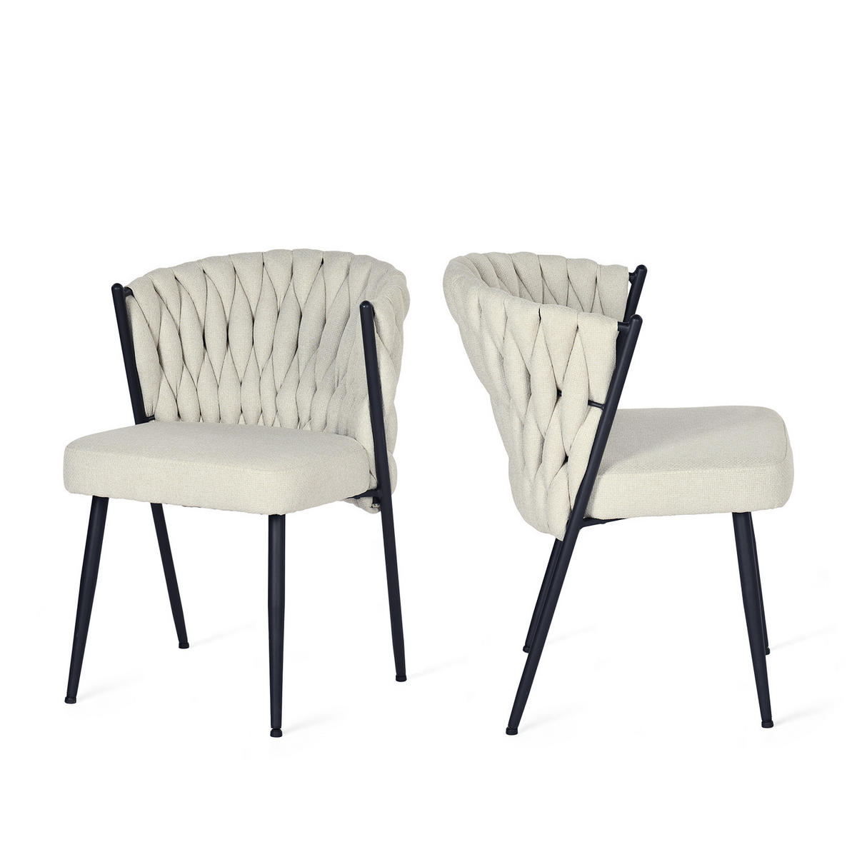 ESSZIMMERSTUHL mit Stoffbezug und geflochtener Rückenlehne Beige - Beige, Textil (44.5/77/46cm) - Meubles Cosy