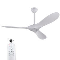 DECKENVENTILATOR 52Zoll Weiß Ohne Licht ABS Flügel DC Motor Timer - Weiß, Kunststoff (132/132/39cm) - CASIVA