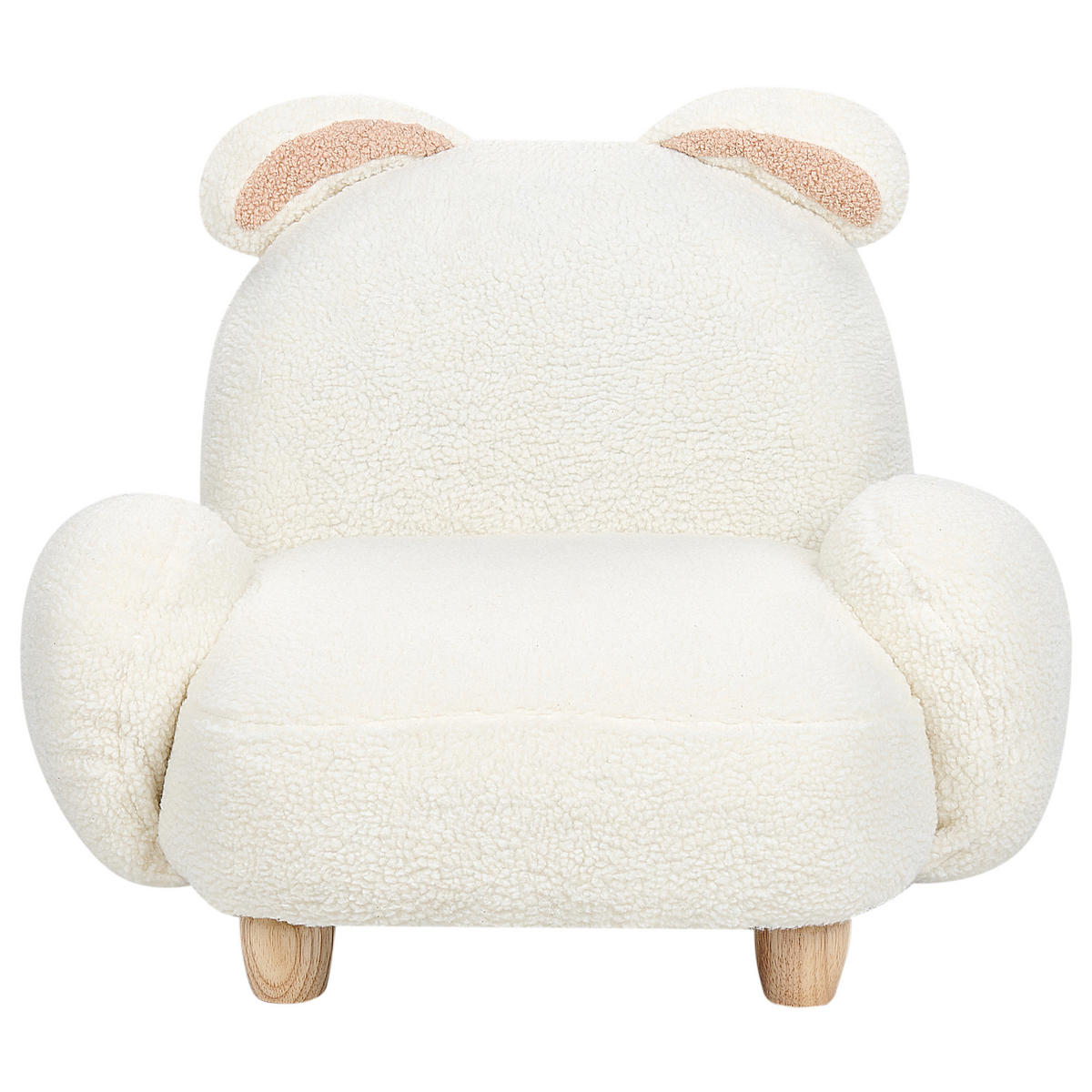 BARNFÅTÖLJ teddylook gräddvit djurform hare Kanna - Vit, Textil/Plast (65/45/51cm) - Beliani