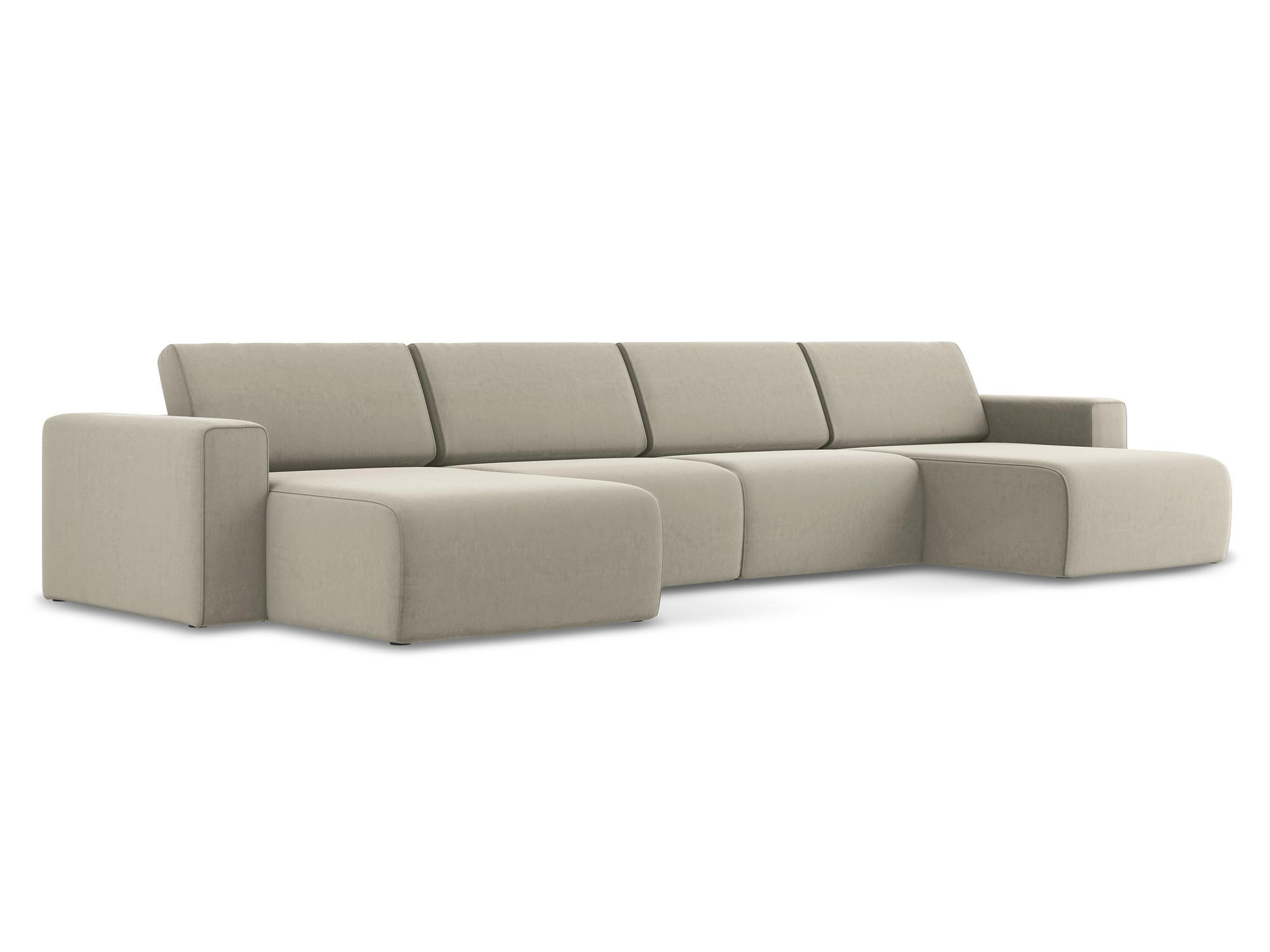 WOHNLANDSCHAFT Samt Stoff Creme - Perlmutt/Lila, Kunststoff/Textil (404/80/167cm) - Makamii