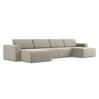 WOHNLANDSCHAFT Samt Stoff Creme - Perlmutt/Lila, Kunststoff/Textil (404/80/167cm) - Makamii