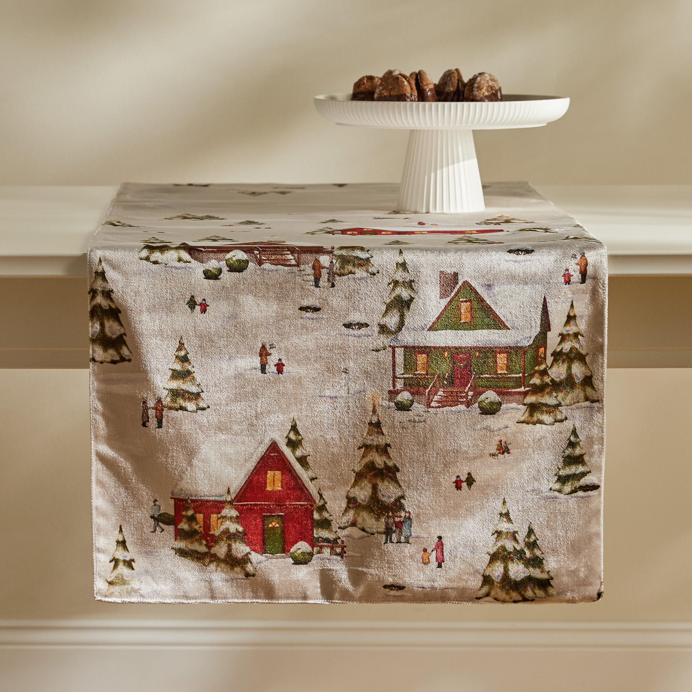 TISCHLÄUFER WINHURST 45x180 cm, Ecru, Weihnachten Deko Tischdecke, Christmas - Ecru, Kunststoff (180/45/1cm) - home&you