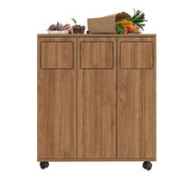MÜLLSCHRANK DE-38851 69,3/35/80,3 cm 3 Fächer und Rollen Eiche-Optik - Naturfarben, Holzwerkstoff (69.3/80/35cm) - ComfortXL