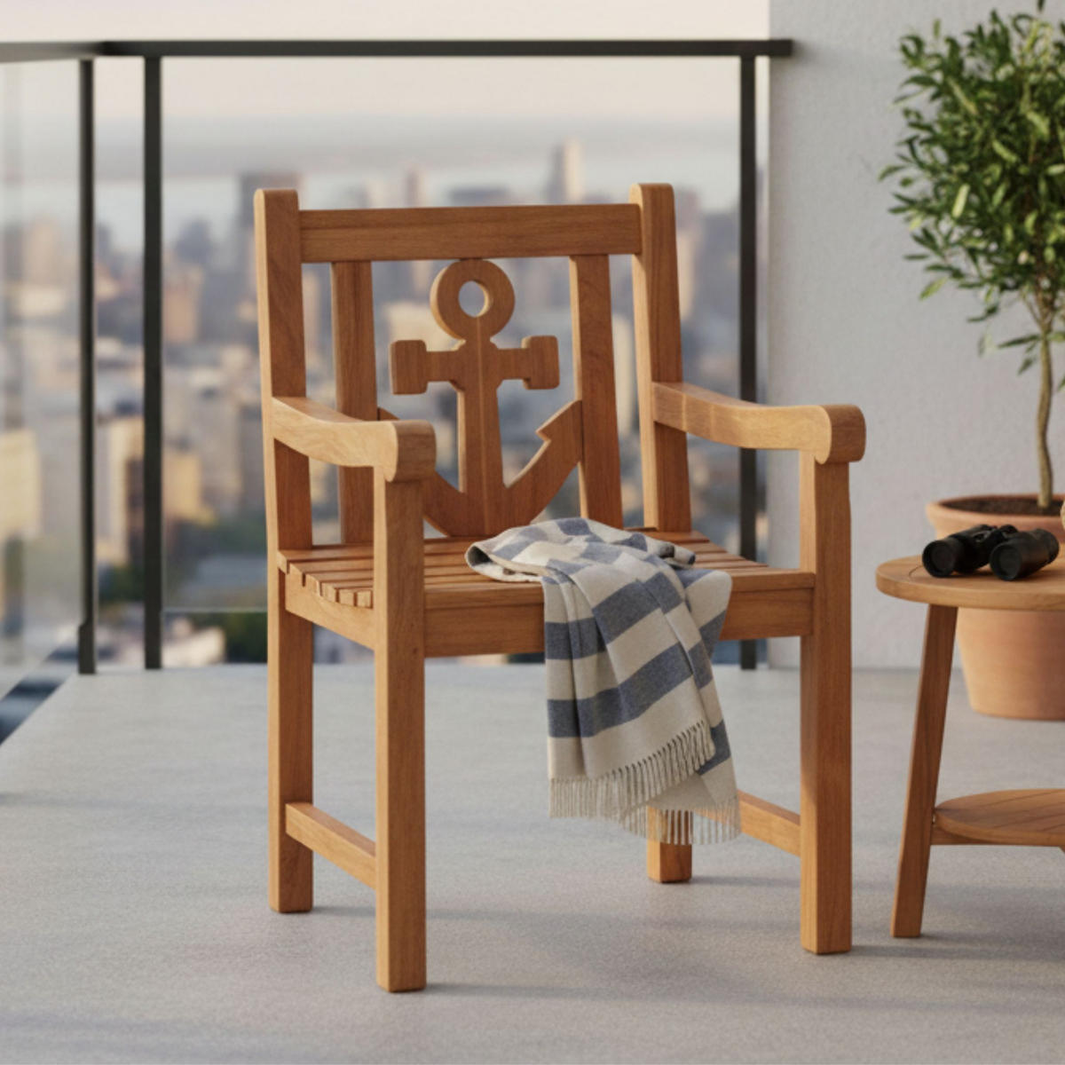 GARTENSTUHL Anker - Braun, Naturmaterialien/Metall (60/91/60cm) - Mr. Deko