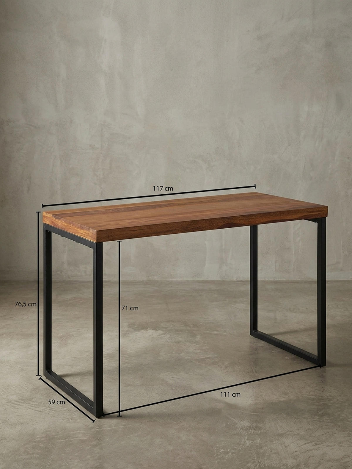 SCHREIBTISCH – Massivholz/Metall, Industrial-Stil, handgefertigt - Schwarz/Braun, Holz/Metall (59/117/77cm) - KADIMA DESIGN