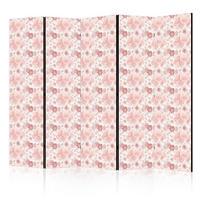 PARAVÁN Jednostranný 5-dielny 225x172 cm Ružové Kvety - ružová, drevo/textil (225/172/3cm) - Muralo