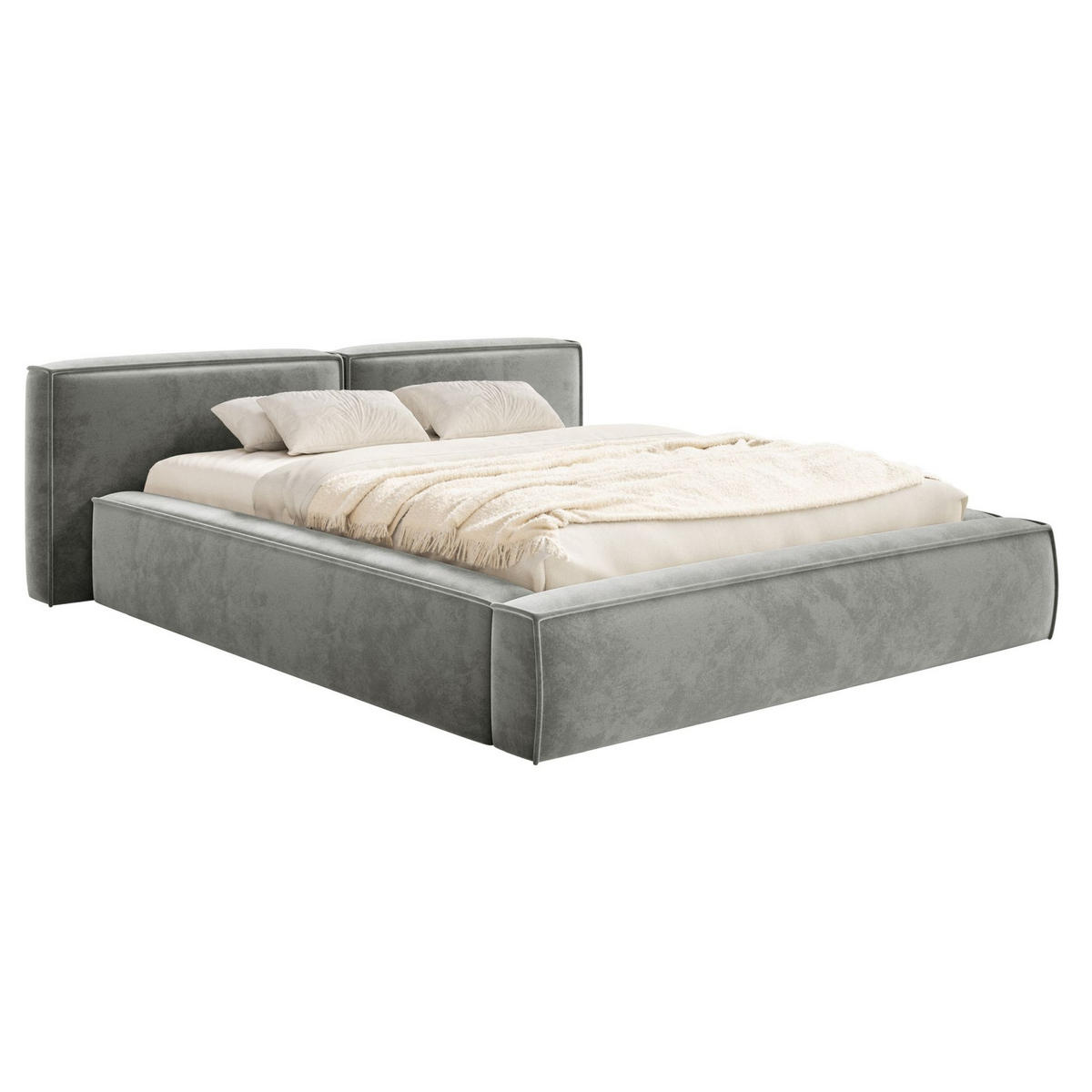 POLSTERBETT Tilves Low Grau 140x200 cm - Schwarz/Grau, Kunststoff/Textil (140/200cm) - Selsey