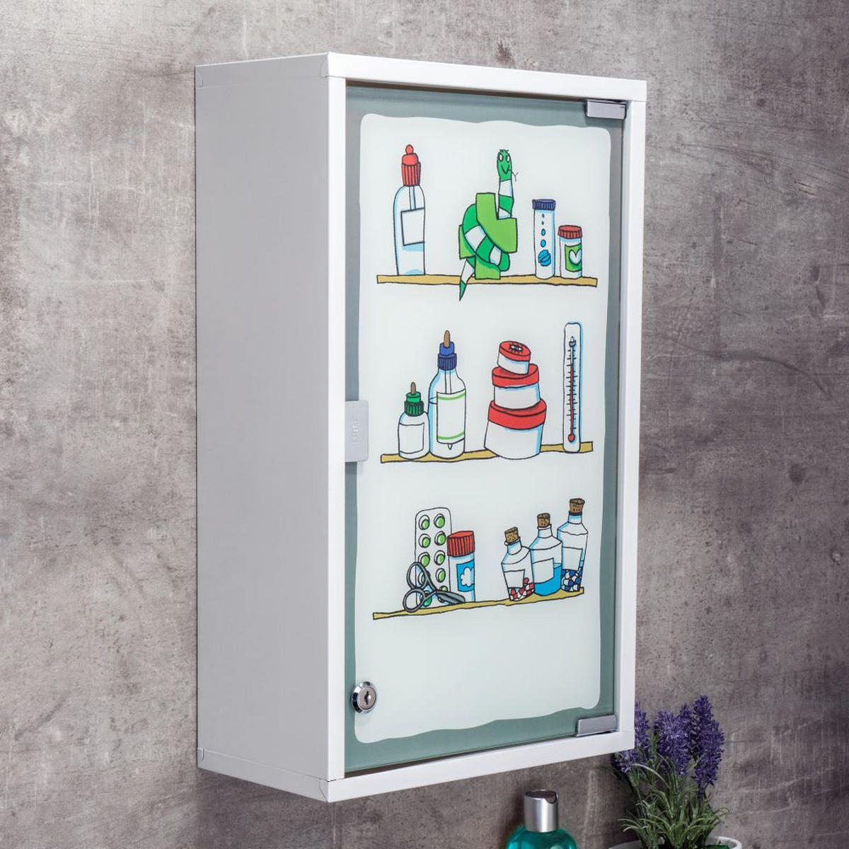 MEDIZINSCHRANK, bedruckt - Transparent, Metall (15/50/30cm) - Haushalt International
