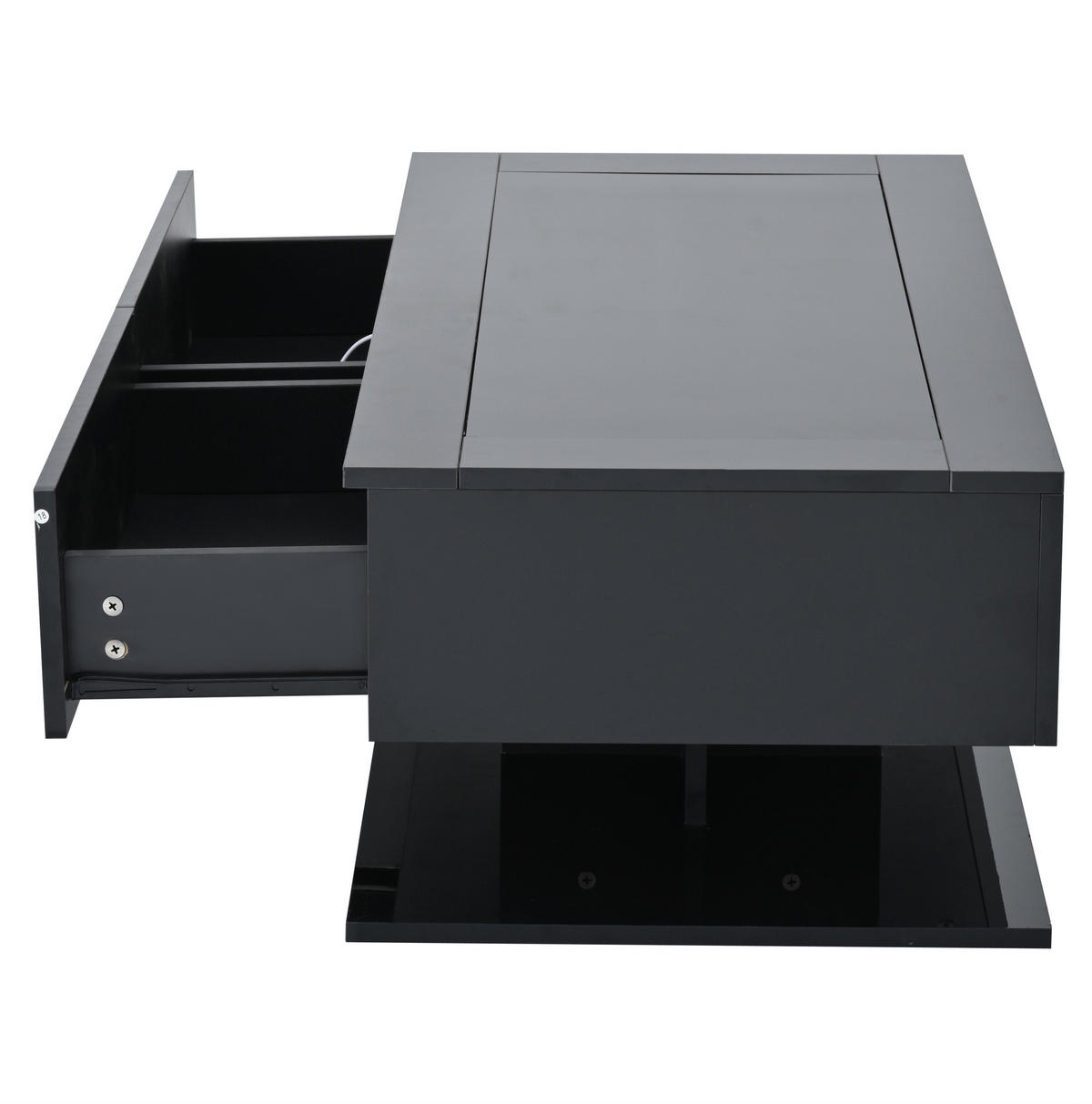 COUCHTISCH 100/50/35 cm schwarz aus Spanplatte und Glas mit LED-Licht - Schwarz, Holzwerkstoff (100/50/35cm) - OKMYHOME