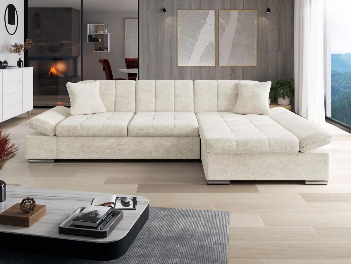 ECKSOFA Montana, Seite: Rechts - Creme, Holz/Textil (278/161cm) - MIRJAN24