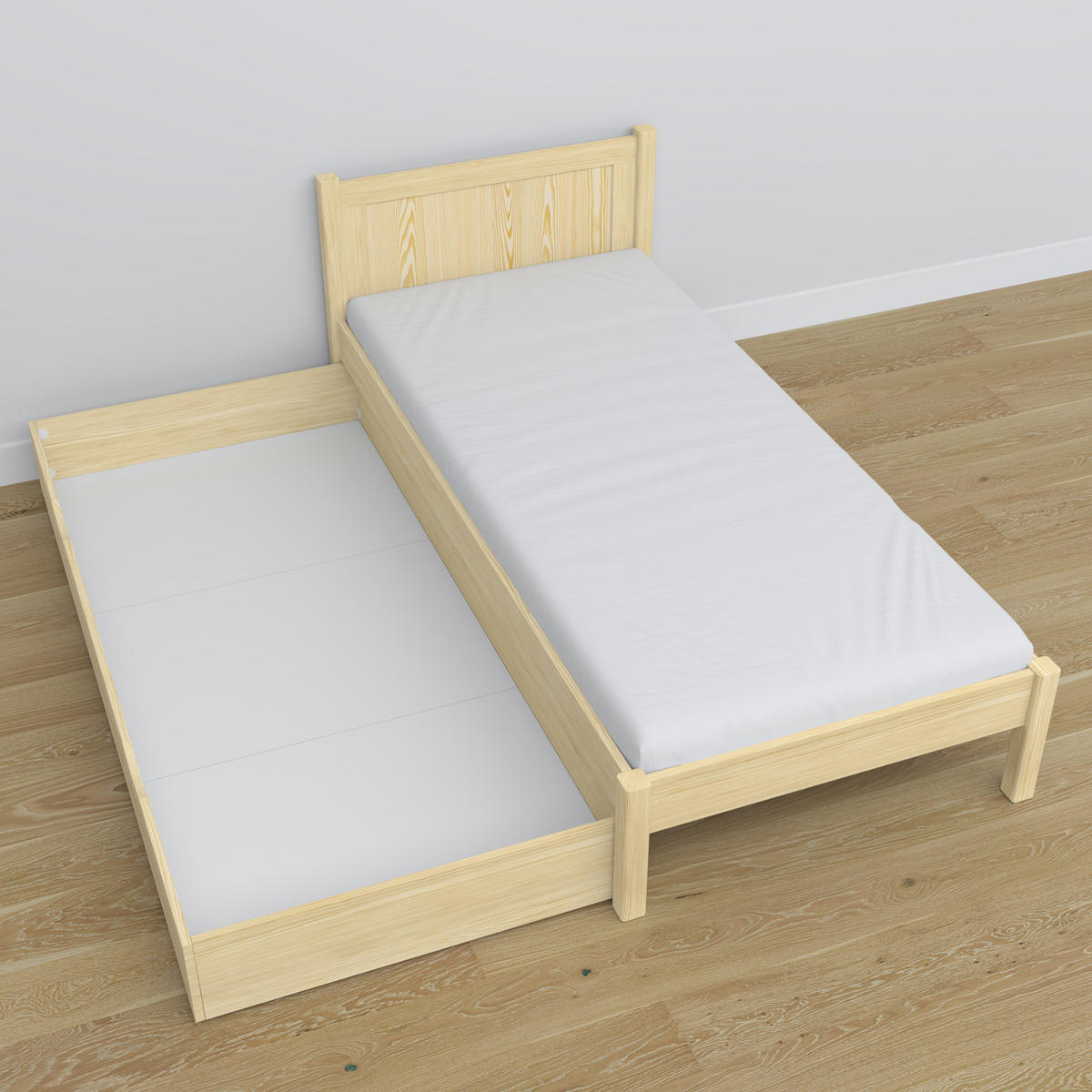 BETT mit Schublade N02 Klare Kiefer 90/190 - Braun, Naturmaterialien/Holz (90/190cm) - N-Wood