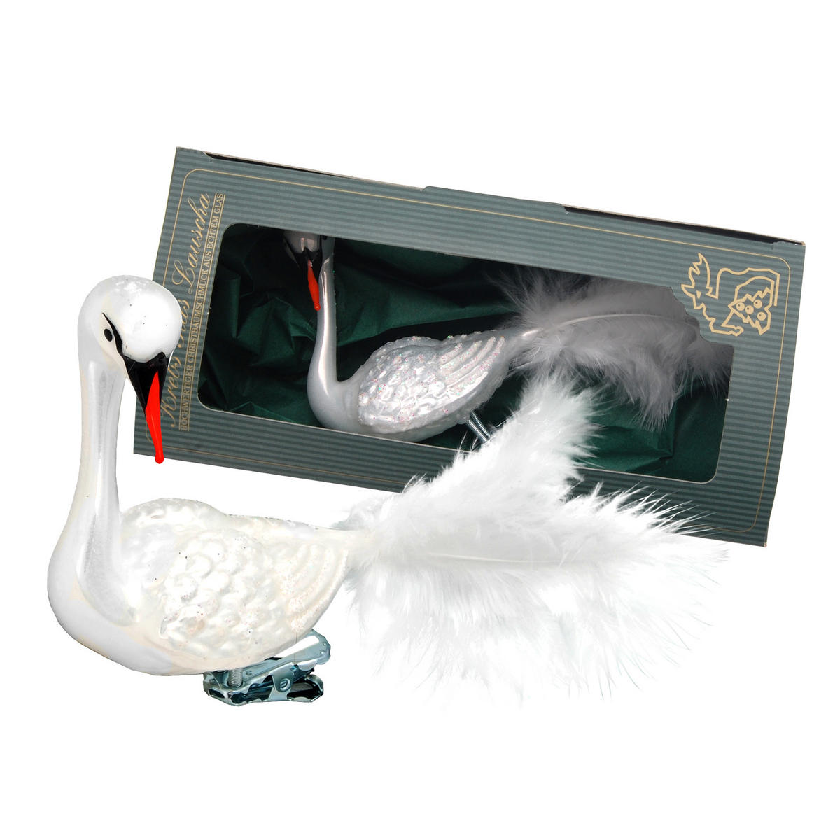 CHRISTBAUMSCHMUCK Schwan Weiß 8cm (Glas / 1 Stk.) - Weiß, Glas (5/8/8cm) - Krebs Glas Lauscha