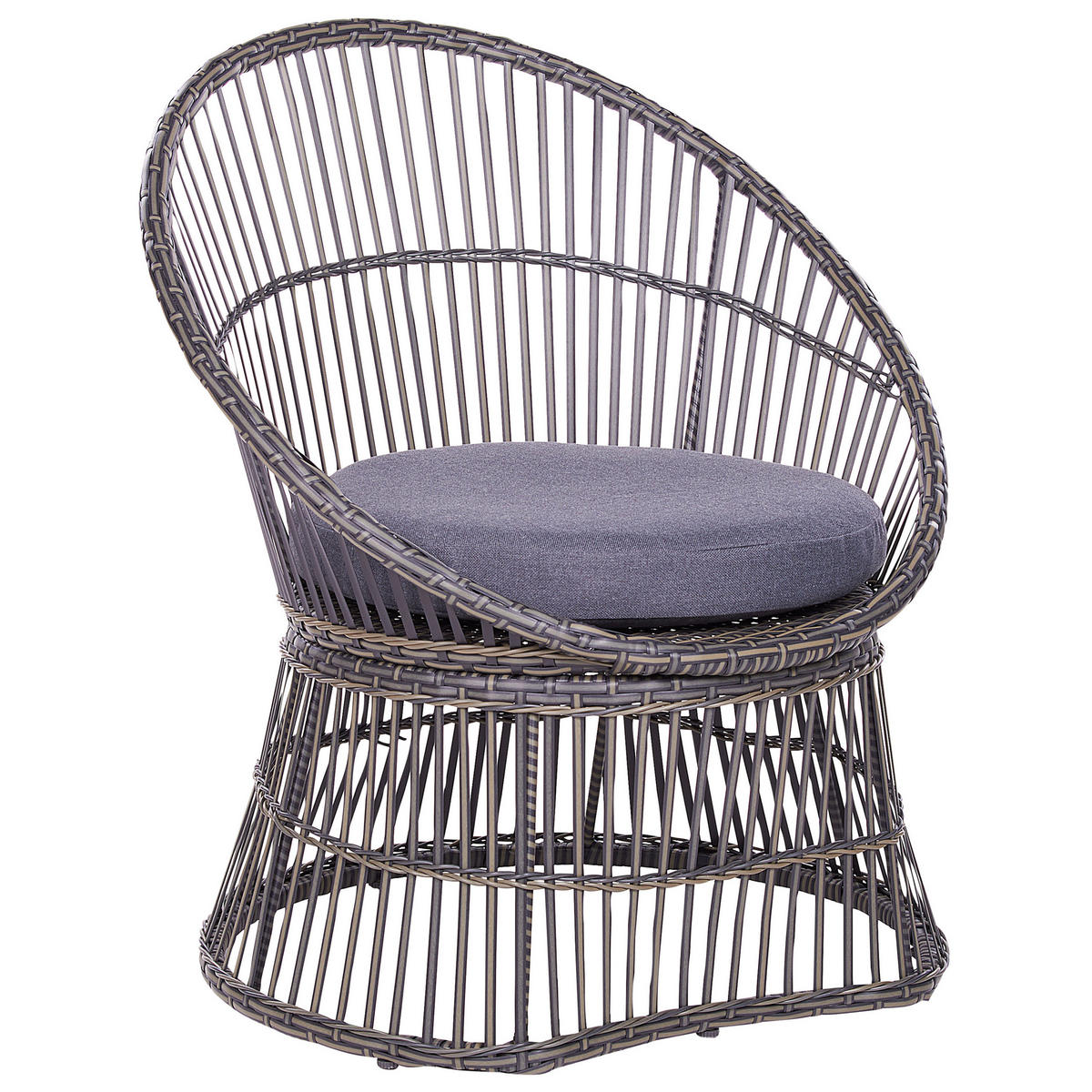 BALKONSET 2-Sitzer Rattan taupe Auflagen dunkelgrau Mesyna - Beige/Grau, Kunststoff/Textil - Beliani