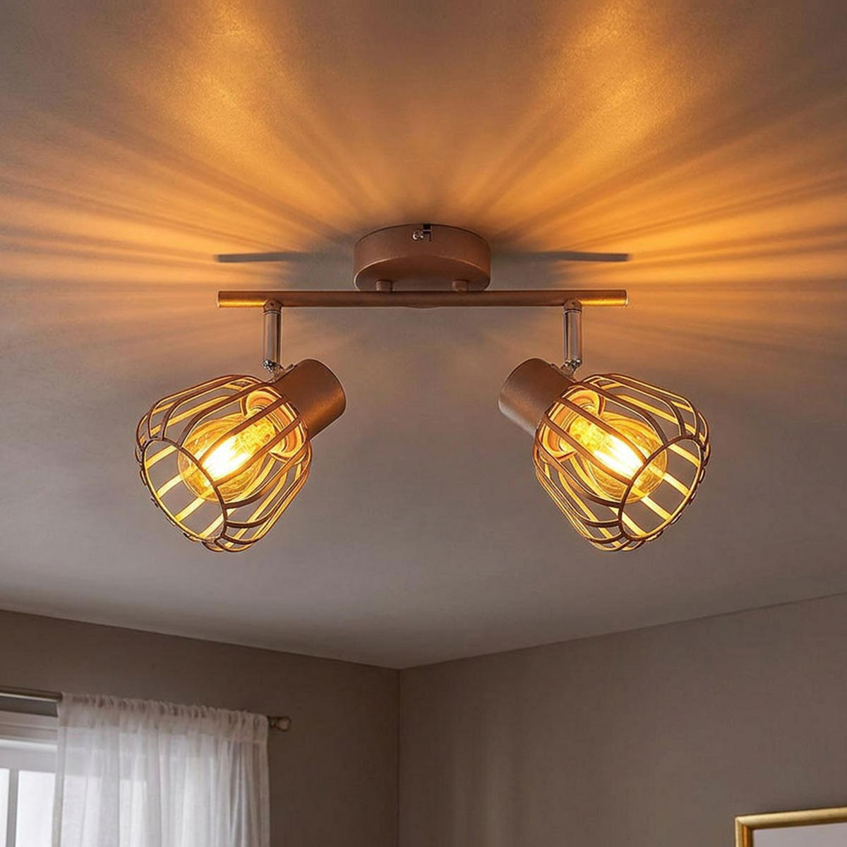 LED DECKENLEUCHTE OLIN Metall Braun, 2-flammig, schwenkbar - Braun, Glas (30/17.5/12.5cm) - Globo Lighting