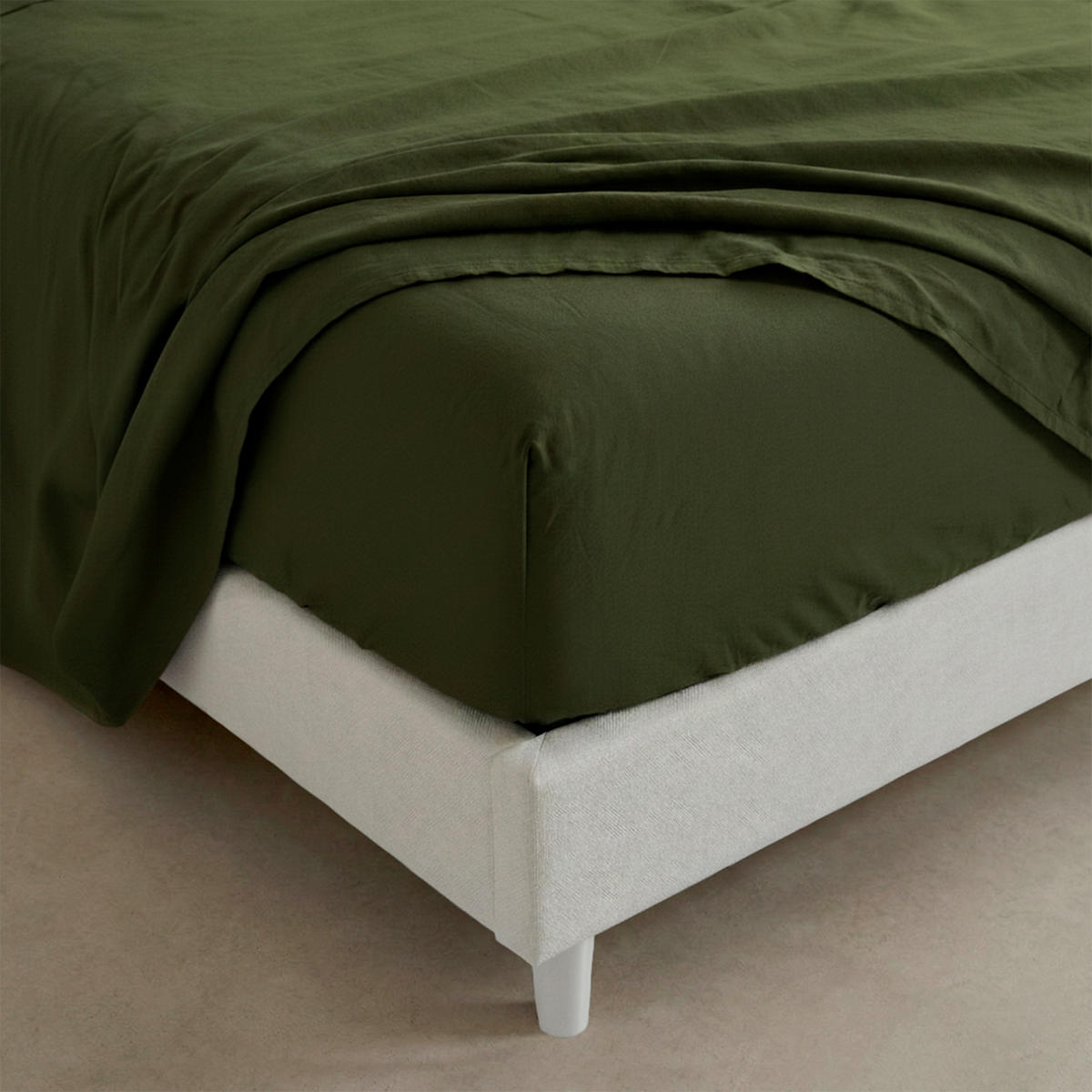 SPANNBETTTUCH basic 200x200x32 cm olivgrün - Olivgrün, Textil (200/200cm) - Happy Friday