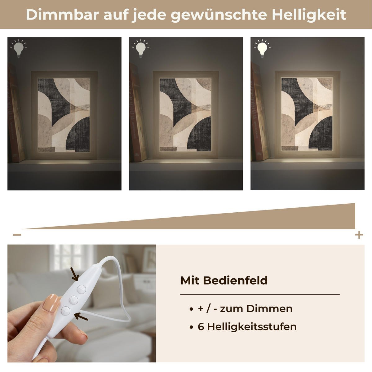 NÁSTĚNNÁ LAMPA Abstraktní - Tvary - Moderní - Béžová 15x20 cm - šedá, kompozitní dřevo (15/20/8cm) - OnlyWow