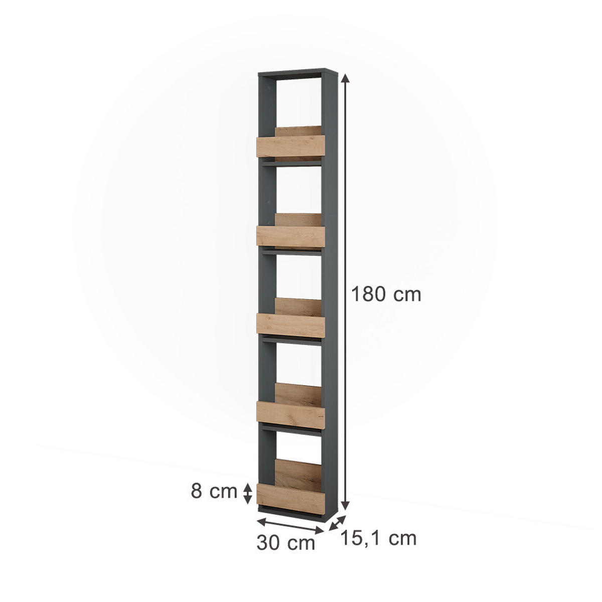 STOJAN NA SKLENIČKY NA VÍNO Repose Zlatý dub power/antracit - medově dubová/antracitová, kompozitní dřevo (30/180/15.1cm) - Vicco