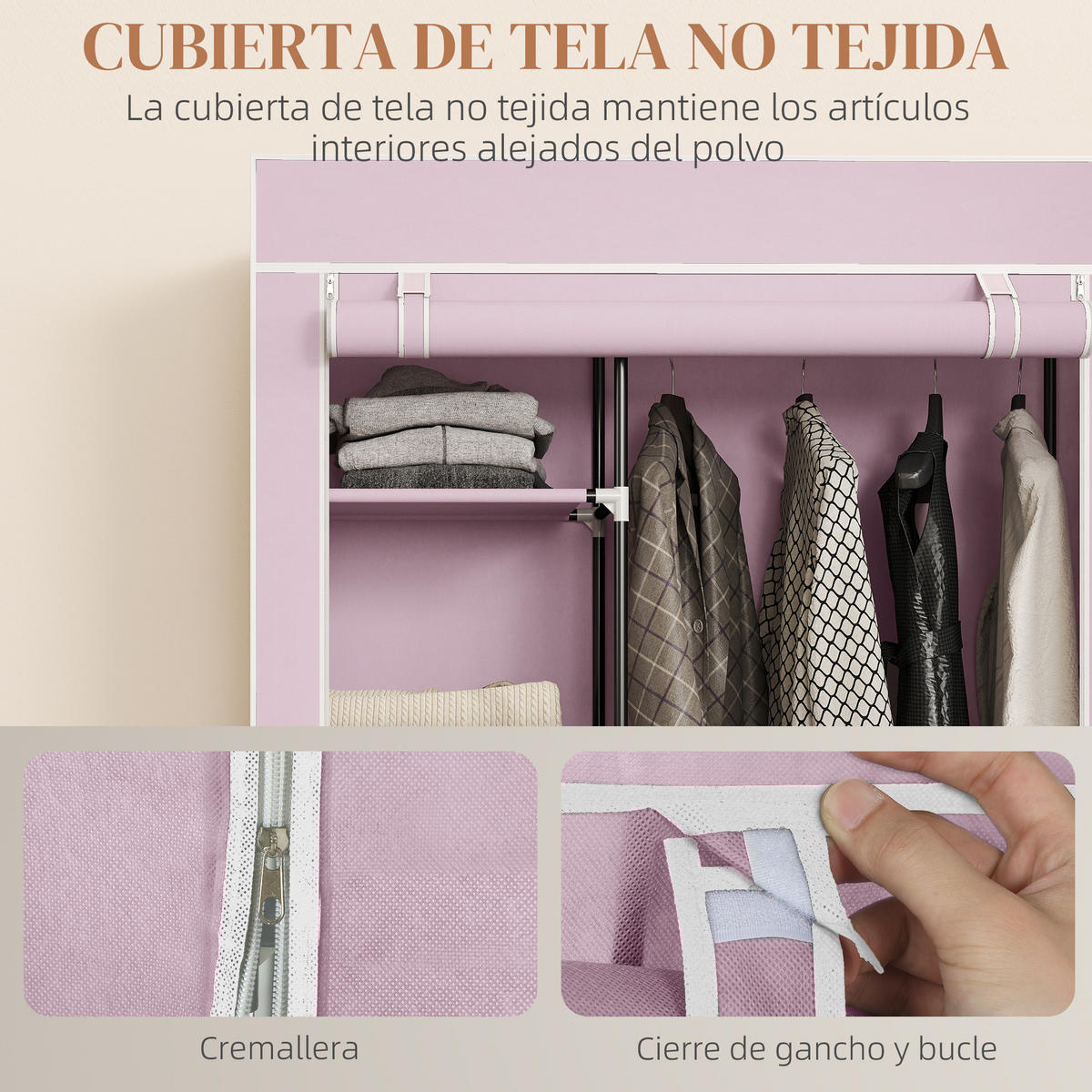STOFFSCHRANK Rosegold 1 Stück - Roségold, Holzwerkstoff (103/162.5/43cm) - GiPP