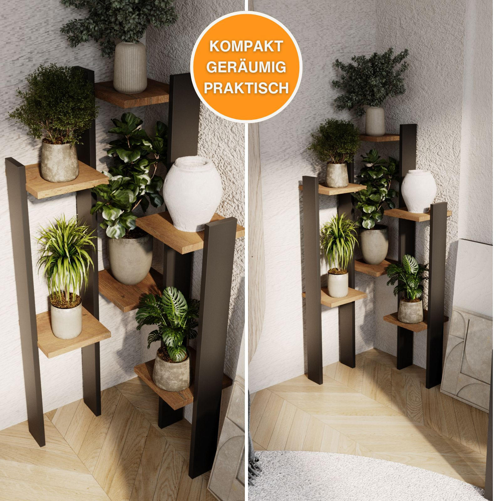 BLUMENSTÄNDER M6 - Nussbaumfarben, Holzwerkstoff (49/108/48cm) - RAUMHIRSCH FURNITURE