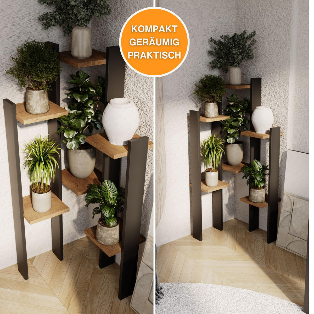 BLUMENSTÄNDER M6 - Nussbaumfarben, Holzwerkstoff (49/108/48cm) - RAUMHIRSCH FURNITURE
