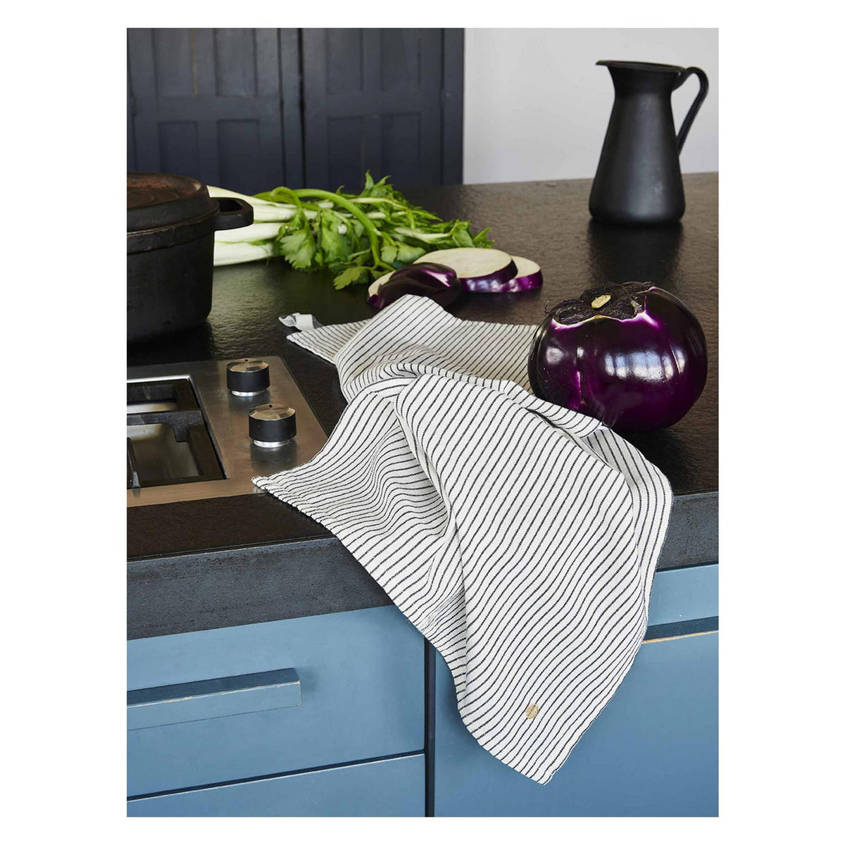 GESCHIRRTUCH Léonie kaviar 50 x 80 cm - Schwarz, Textil (80/50cm)