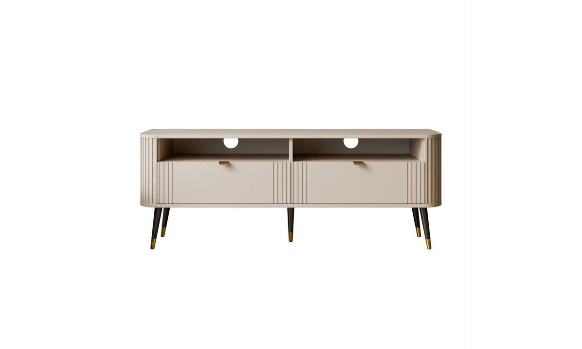 TV-SCHRANK YVETTE 138/40/53 cm Kaschmir 2 Schubladen - Kaschmir/Goldfarben, Holzwerkstoff/Metall (138/53/40cm) - Lookway