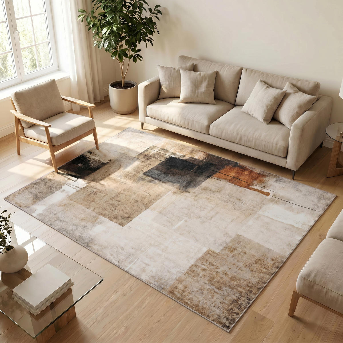 TEPPICH VENEZIA Beige Grafik 180/250 cm - Beige, Textil (180/250cm) - Tapiso