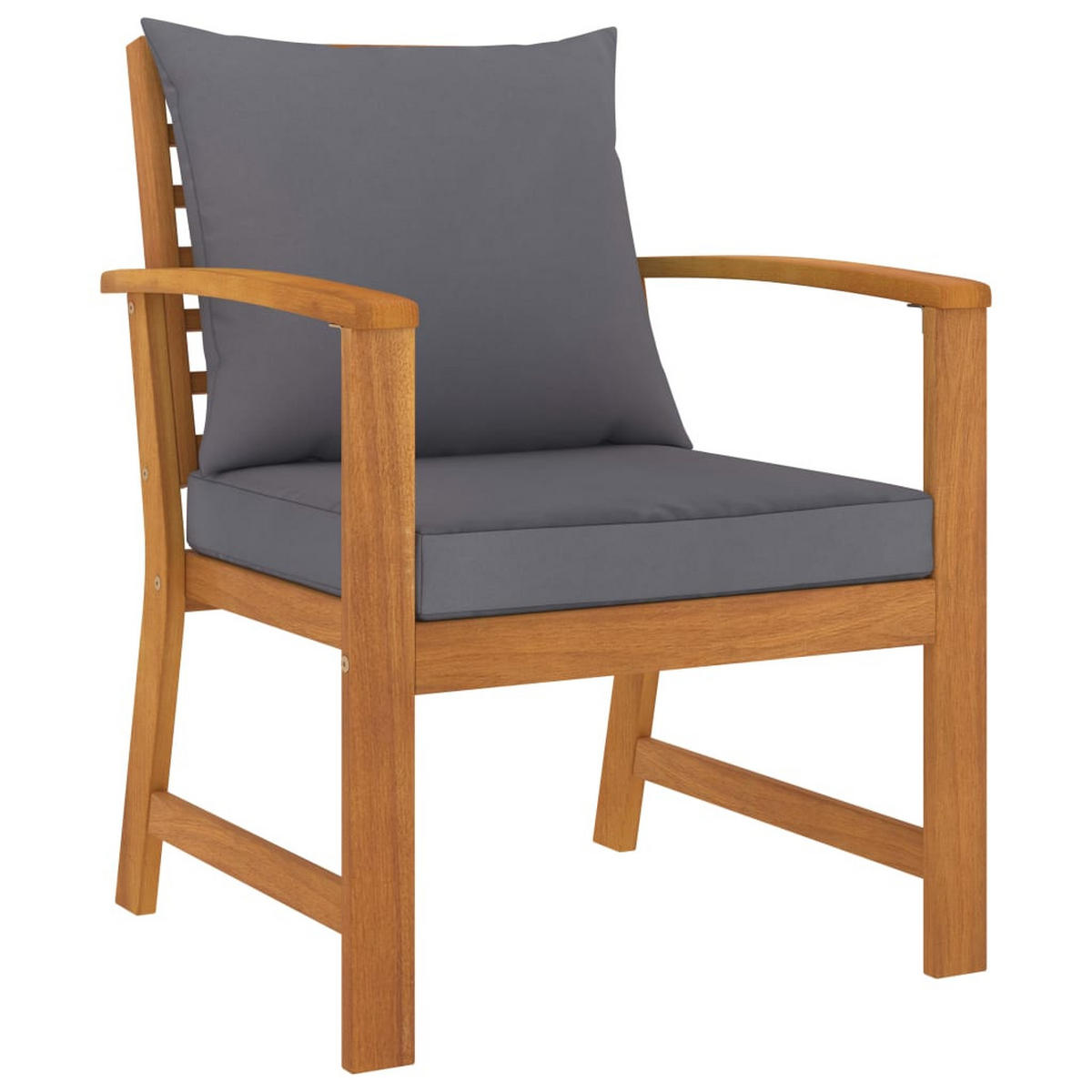 GARTEN-LOUNGE-SET 5Er Set Mit Auflagen Massivholz Akazie - Grau, Holz - vidaXL
