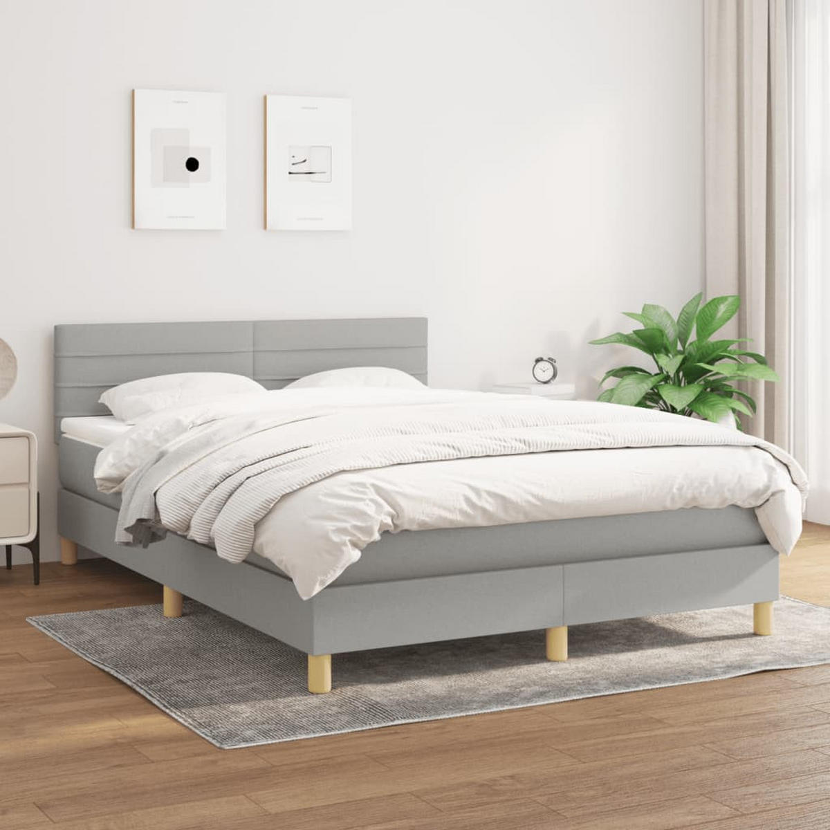 BOXSPRINGBETT 140/200 Cm Grau Gewebe - Grau, Textil (144/203cm) - vidaXL